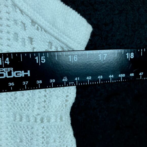 LOFT Womens Blouse White Crochet Sleeveless Cotton Blend Large - Picture 8 of 12